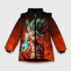 Куртка зимняя для девочки Доктор Стоун, цвет: 3D-черный