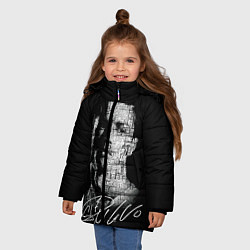Куртка зимняя для девочки Кристиано Рональдо автограф, цвет: 3D-черный — фото 2