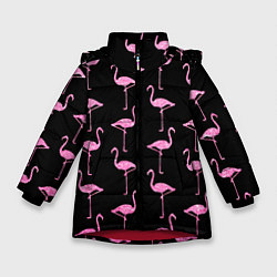 Куртка зимняя для девочки Фламинго Чёрная, цвет: 3D-красный