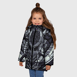 Куртка зимняя для девочки Механический робот, цвет: 3D-светло-серый — фото 2