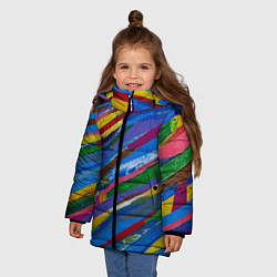 Куртка зимняя для девочки Картина абстракция, цвет: 3D-красный — фото 2
