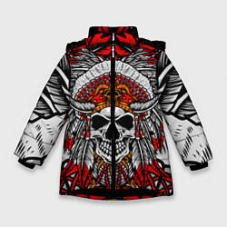 Куртка зимняя для девочки Indian skull head, цвет: 3D-черный
