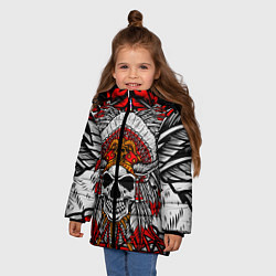 Куртка зимняя для девочки Indian skull head, цвет: 3D-черный — фото 2