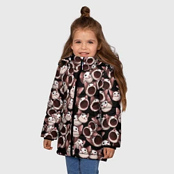 Куртка зимняя для девочки Popping cats, цвет: 3D-черный — фото 2