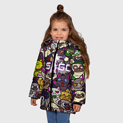 Куртка зимняя для девочки CS:GO - Paw Paw Лапки, цвет: 3D-светло-серый — фото 2