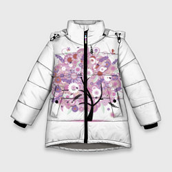 Куртка зимняя для девочки Цветочное Дерево, цвет: 3D-светло-серый