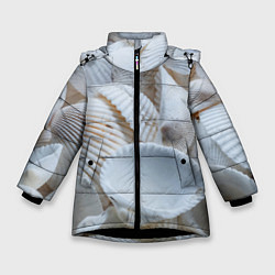 Куртка зимняя для девочки Ракушки, цвет: 3D-черный
