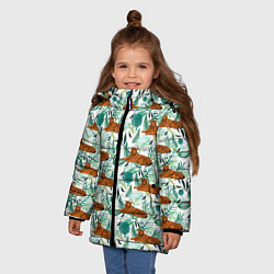 Куртка зимняя для девочки Цветы и Тигр Паттерн, цвет: 3D-черный — фото 2