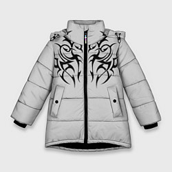 Куртка зимняя для девочки Скандинавские узоры, цвет: 3D-черный