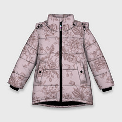Зимняя куртка для девочки Розы с пионами