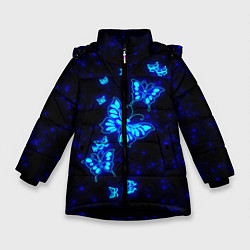 Куртка зимняя для девочки Неоновые бабочки цвета 3D-черный — фото 1