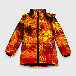 Куртка зимняя для девочки ДРАКОН, цвет: 3D-черный