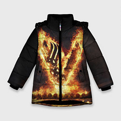 Куртка зимняя для девочки ВИКИНГИ VIKINGS V, цвет: 3D-черный