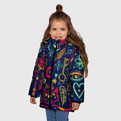 Куртка зимняя для девочки Узоры из снов, цвет: 3D-черный — фото 2