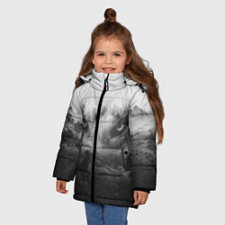 Куртка зимняя для девочки Волк в лесу, цвет: 3D-черный — фото 2