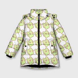 Куртка зимняя для девочки Счастливые лягушки, цвет: 3D-черный