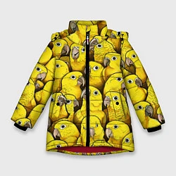 Куртка зимняя для девочки Попугаи, цвет: 3D-красный