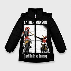 Куртка зимняя для девочки Папа и сын, цвет: 3D-черный
