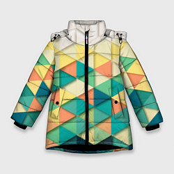 Куртка зимняя для девочки Ромбики, цвет: 3D-черный