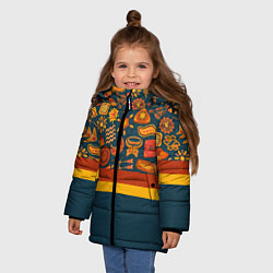 Куртка зимняя для девочки Африканская Символика, цвет: 3D-черный — фото 2