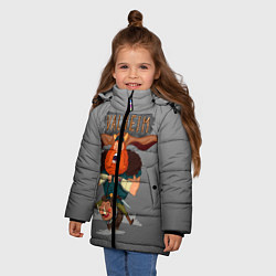 Куртка зимняя для девочки Valheim викинг на свине, цвет: 3D-светло-серый — фото 2