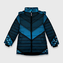 Куртка зимняя для девочки 3D luxury blue abstract, цвет: 3D-черный