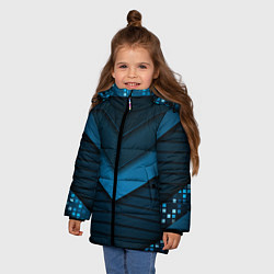 Куртка зимняя для девочки 3D luxury blue abstract, цвет: 3D-черный — фото 2
