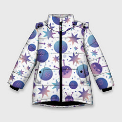 Куртка зимняя для девочки Яркая галактика, цвет: 3D-черный