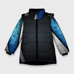 Куртка зимняя для девочки Хромированная 3D броня, цвет: 3D-черный