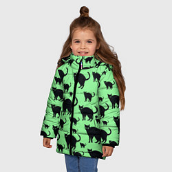 Куртка зимняя для девочки Кошачий фон, цвет: 3D-черный — фото 2