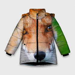 Куртка зимняя для девочки Крупно мордочка лисы, цвет: 3D-черный