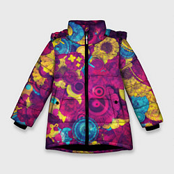 Куртка зимняя для девочки PINK FLOW, цвет: 3D-черный