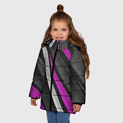 Куртка зимняя для девочки Спортивные линии, цвет: 3D-черный — фото 2