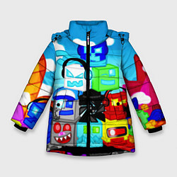 Куртка зимняя для девочки Geometry Dash, цвет: 3D-черный