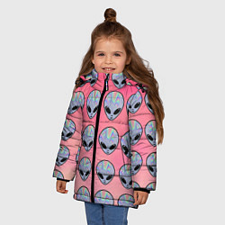 Куртка зимняя для девочки Гламурные пришельцы, цвет: 3D-черный — фото 2