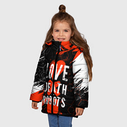 Куртка зимняя для девочки ЛЮБОВЬ СМЕРТЬ И РОБОТЫ СОТЫ, цвет: 3D-черный — фото 2