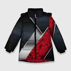 Куртка зимняя для девочки 3D BLACK AND RED METAL, цвет: 3D-красный