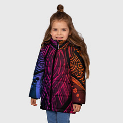 Куртка зимняя для девочки Фиолетовый узор 3D, цвет: 3D-черный — фото 2
