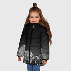 Куртка зимняя для девочки ГОРЫ В МОЕМ СЕРДЦЕ КАМУФЛЯЖ, цвет: 3D-черный — фото 2