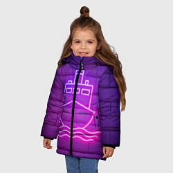 Куртка зимняя для девочки Судно неон, цвет: 3D-черный — фото 2