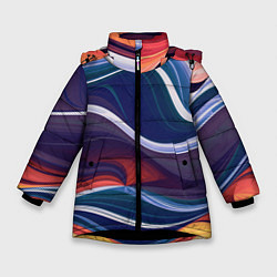 Куртка зимняя для девочки Colored lines, цвет: 3D-черный