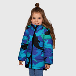 Куртка зимняя для девочки Акулы паттерн, цвет: 3D-черный — фото 2