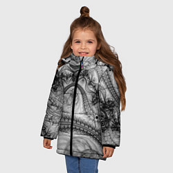 Куртка зимняя для девочки Spilled ink Texture, цвет: 3D-черный — фото 2