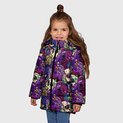Куртка зимняя для девочки Психоделика - черепа и грибы, цвет: 3D-черный — фото 2
