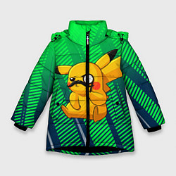 Куртка зимняя для девочки Детектив Пикачу, цвет: 3D-черный