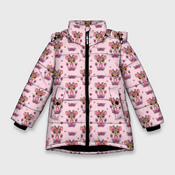 Куртка зимняя для девочки Милая олениха, цвет: 3D-черный