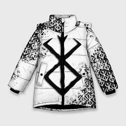 Куртка зимняя для девочки БЕРСЕРК logo чб, цвет: 3D-черный