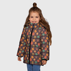 Куртка зимняя для девочки Цветы Разные, цвет: 3D-черный — фото 2