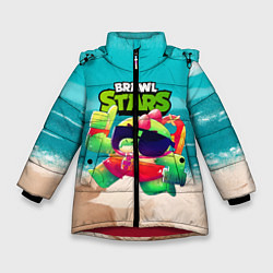 Куртка зимняя для девочки Базз Buzz Brawl Stars пляж, цвет: 3D-красный