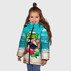 Куртка зимняя для девочки Базз Buzz Brawl Stars пляж, цвет: 3D-красный — фото 2